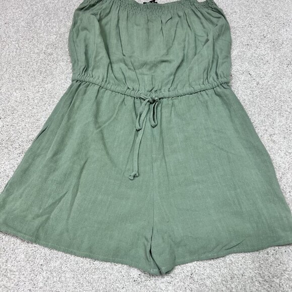 Wishlist Romper Women’s Green Sleeveless Size Medium Pockets Linen Blend - Picture 7 of 11